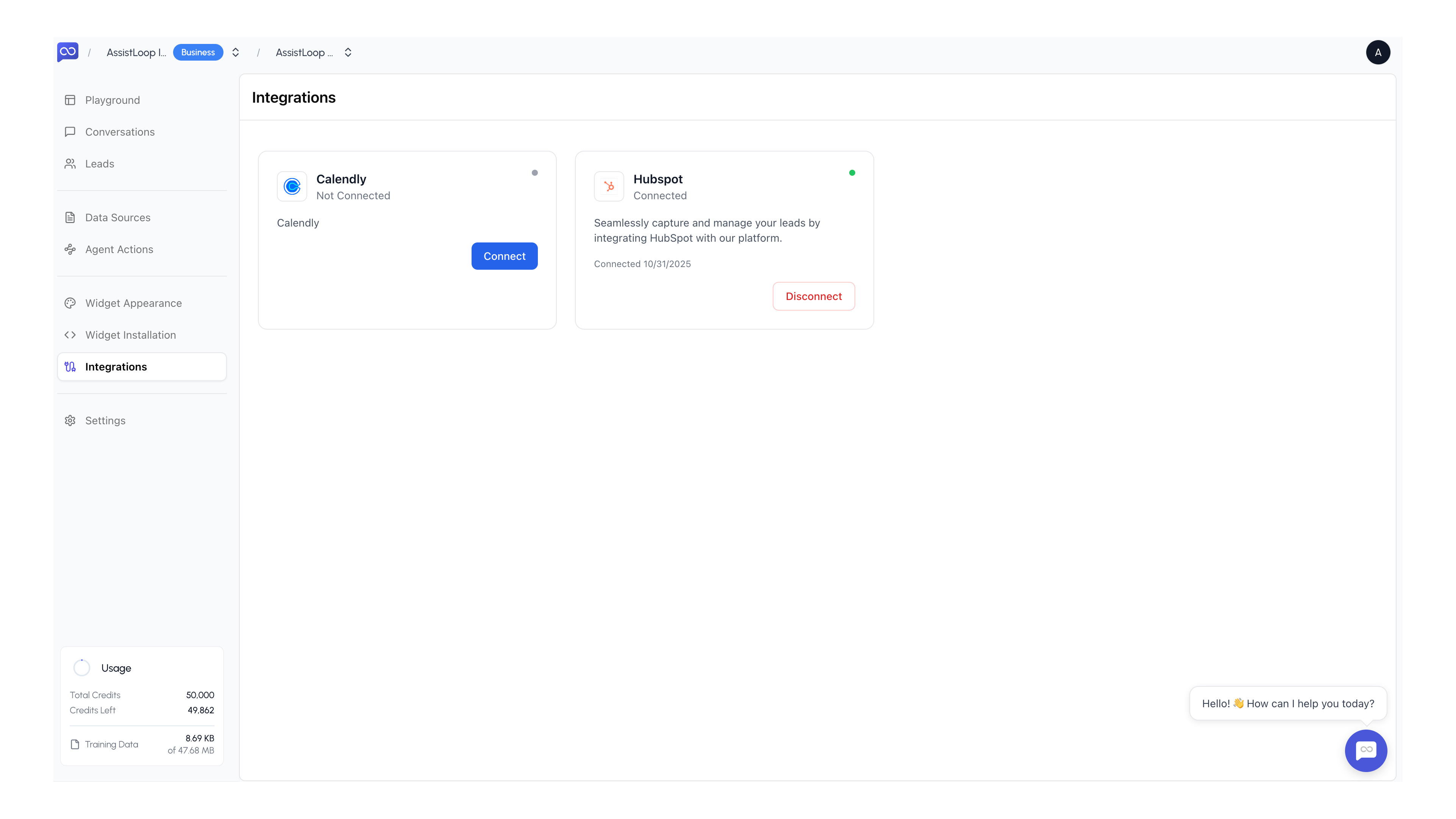 AssistLoop AI - Integration page